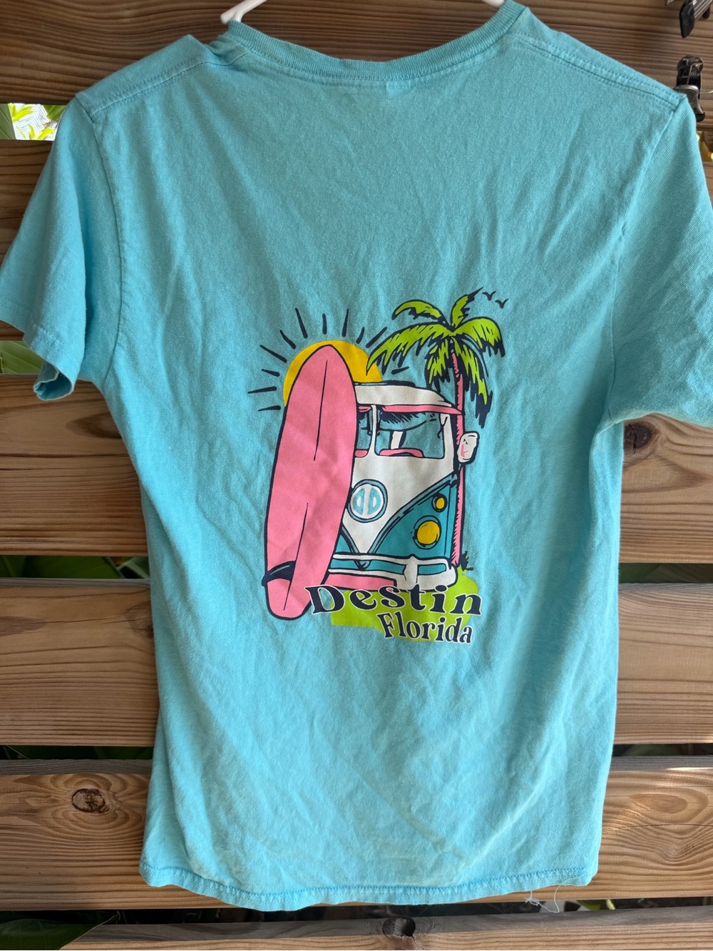 Light Blue 'Destin Florida' Graphic Tee with Pink Surfboard